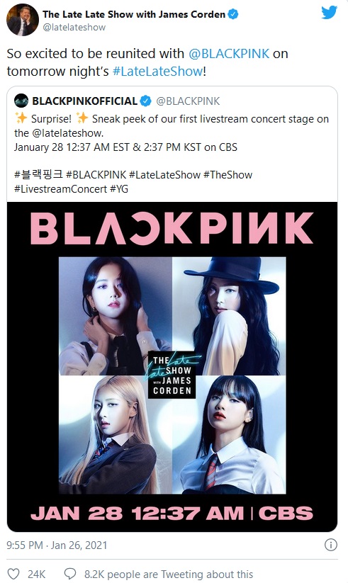 BLACKPINK Bakal Bocorkan Konser Livestream di Acara James Corden