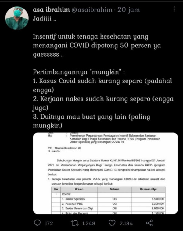 Benarkah Santunan Rp300 Juta Nakes Meninggal Akibat Covid-19 Dihapus?