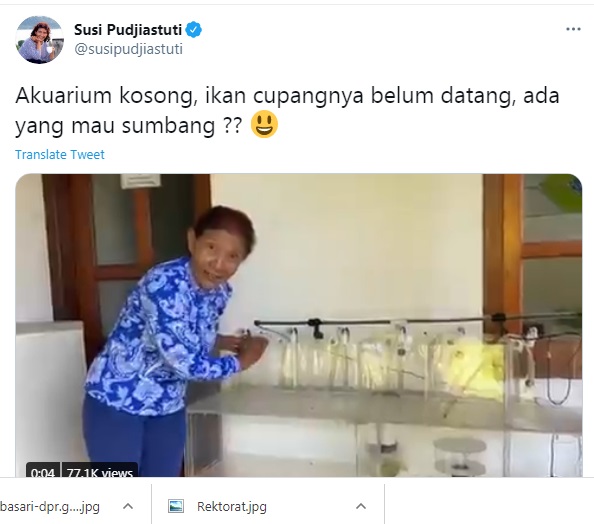 Susi Pudjiastuti Tertarik Pelihara Ikan Cupang, Netizen Ramai-ramai Minta Alamat