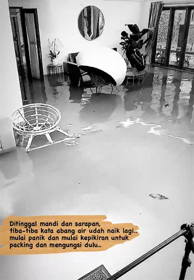 Fobia Perairan Luas, Dian Pelangi Nekat Terjang Banjir untuk Mengungsi