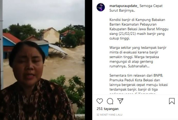 Tangisan dan Teriakan Tolong Warga Bekasi di Atas Genteng Minta Dievakuasi dari Banjir