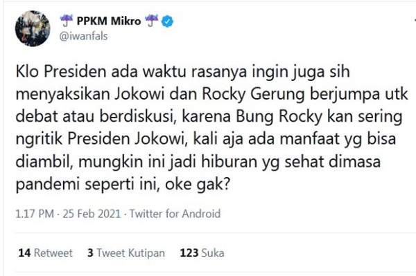 Kerap Kritik Pemerintah, Iwan Fals Harap Jokowi-Rocky Gerung Bisa Diskusi