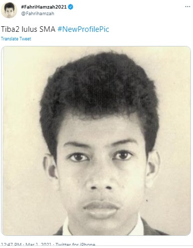 Fahri Hamzah Pajang Foto Lulus SMA, Netizen Komentari Rambut hingga Fiki Naki