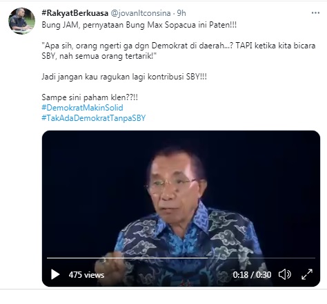Heboh Konflik Demokrat, Video Lama Max Sopacua Puji SBY Beredar di Twitter