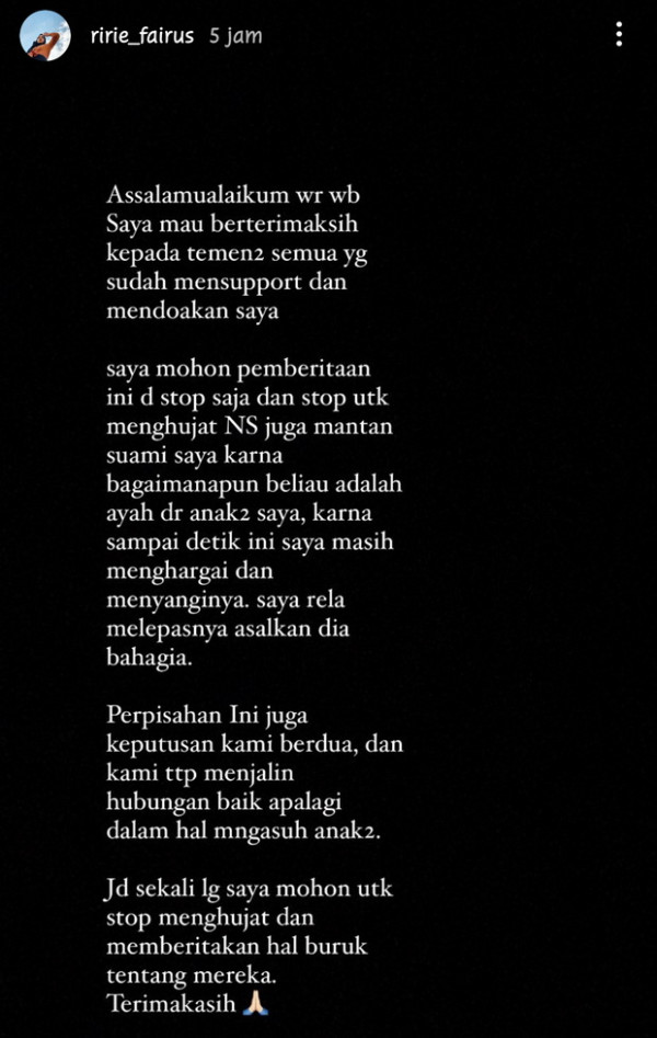 Sudah Ikhlas Berpisah, Ririe Fairus Minta Netizen Setop Hujat Nissa dan Ayus Sabyan