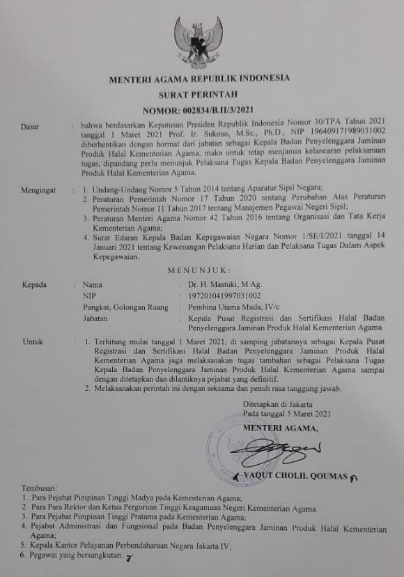 Pecat Kepala BPJPH Sukoso, Gus Yaqut Diapresiasi