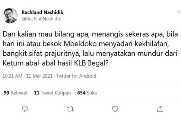 Bagaimana Nasib Pro KLB jika Jiwa Prajurit TNI Moeldoko Muncul dan Mundur Jadi Ketum