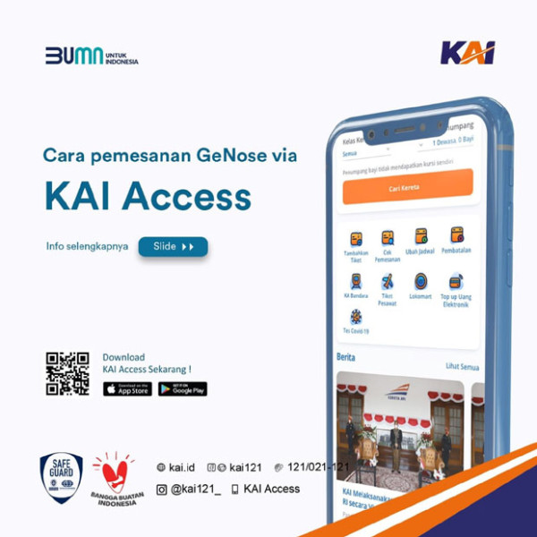 Berangkat dari Stasiun Gambir dan Pasar Senen, Bisa Pesan GeNose C19 Lewat KAI Access