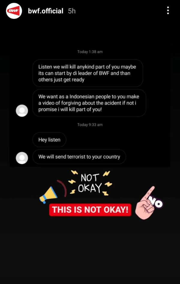 Akun Instagram BWF Dapat Ancaman Pembunuhan