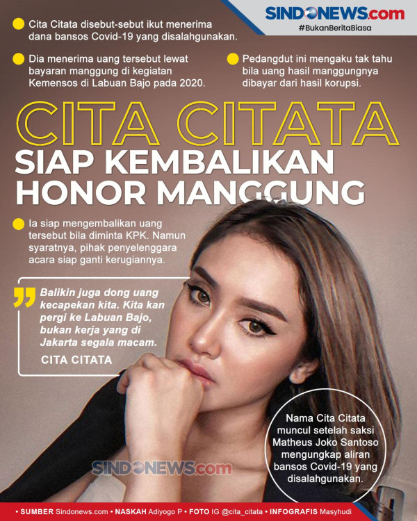 Pedangdut Cita Citata Dipanggil KPK terkait Kasus Suap Bansos Covid-19