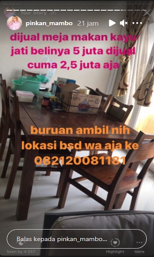 Pinkan Mambo Jual Barang Seisi Rumah, Ada Ulekan Rp 50 Ribu
