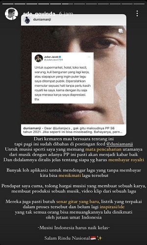 PP Royalti Diteken Jokowi, Ade Govinda Sambut Gembira