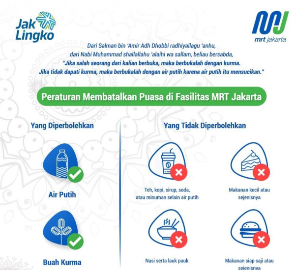 Catat! Begini Cara Batalkan Puasa Ramadhan di MRT Jakarta