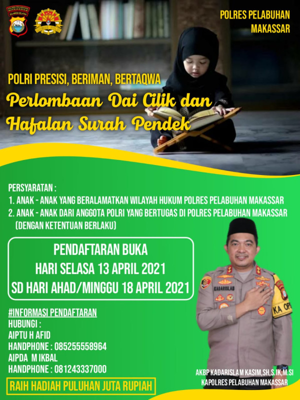 Polres Pelabuhan Gelar Lomba Dai dan Hafiz Cilik Berhadiah Puluhan Juta