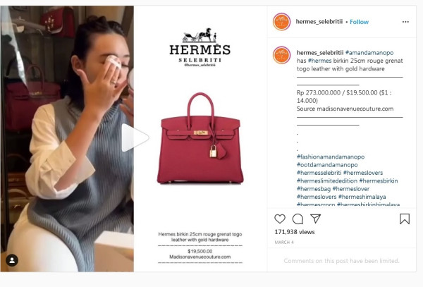 Ini 5 Koleksi Hermes Amanda Manopo yang Total Harganya Lebih dari Setengah Miliar!