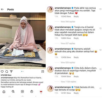 Diduga Pindah Agama Usai Posting Foto Salat Pakai Mukena, Begini Tanggapan Amanda Manopo