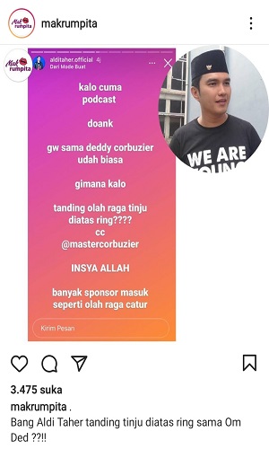 Adi Taher Tantang Deddy Corbuzier Adu Tinju, Netizen: Tambah Gila