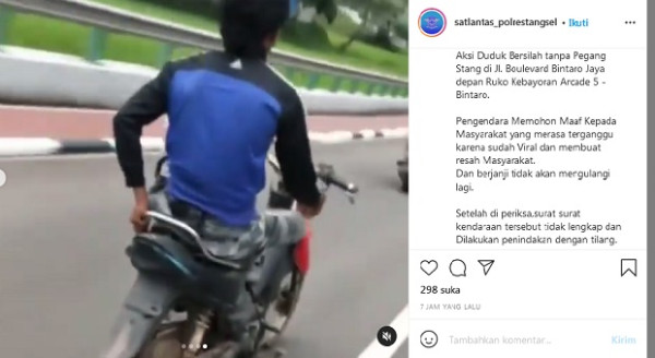 Viral Atraksi Bersila Lepas Tangan di Atas Motor, Pelaku Ditilang Motornya Disita