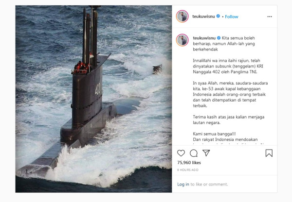 Apresiasi dan Doa Untuk Awak KRI Nanggala-402, Arie Untung dan Teuku Wisnu : Terima Kasih Atas Jasa Kalian Menjaga Lautan Negara