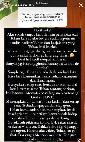 Akui Tak Punya Agama tapi Percaya Tuhan, Begini Cara Angela Gilsha Beribadah