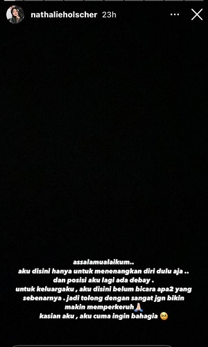 Ingin Menenangkan Diri, Nathalie Holscher Minta Keluarga Tak Ikut Campur