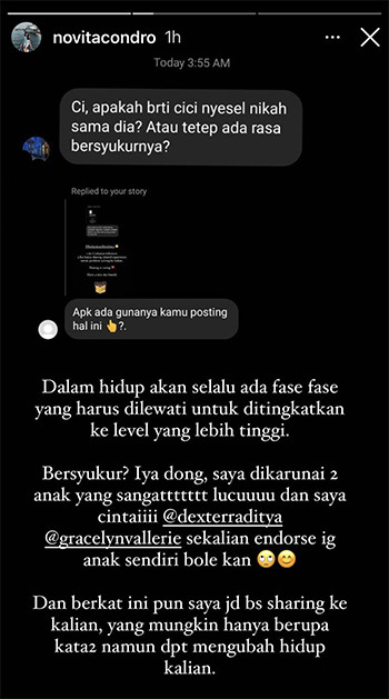 Walau Tersakiti, Novita Condro Tetap Syukuri Pernikahan dengan Kapten Vincent karena Alasan Ini