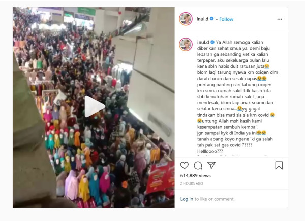 Syok Lihat Padatnya Pasar Tanah Abang, Inul Daratista: 
