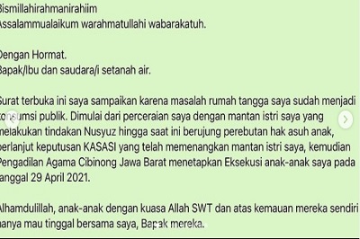 Kecewa Anak Dijemput Paksa, Atalarik Syach Tulis Surat Terbuka