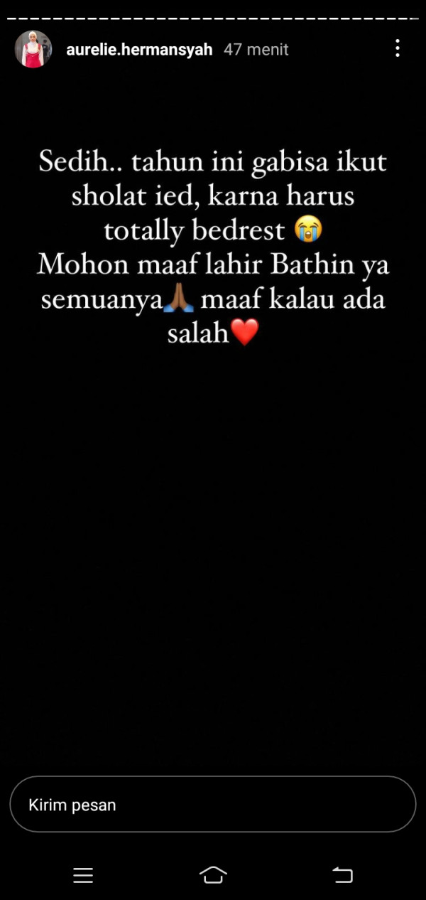 Harus Bedrest Total di Hari Lebaran Aurel Hermansyah : Sedih.. Tahun Ini Ga Bisa Ikut Sholat Ied