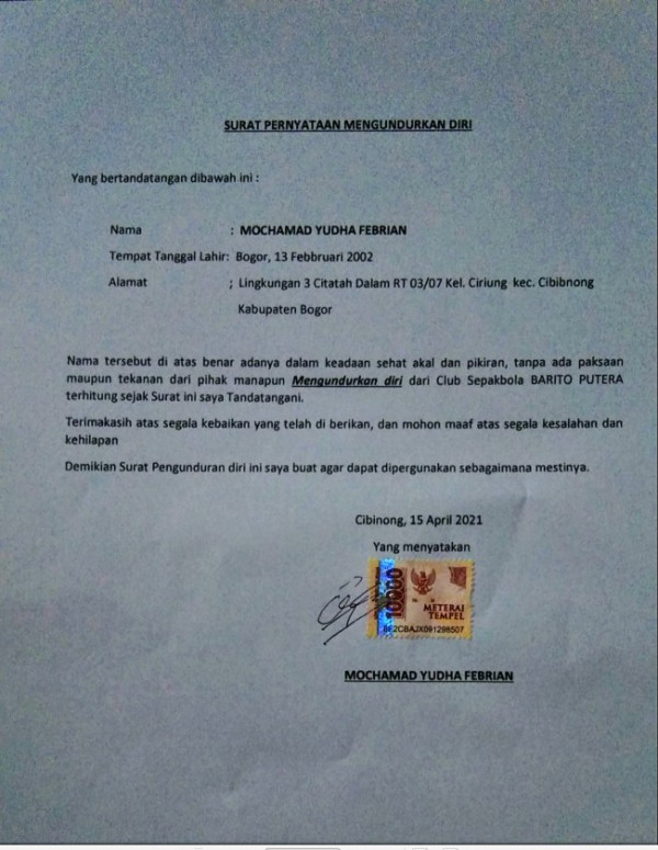 Terlibat Kasus Pelecehan Seksual, Yudha Febrian Sudah Bukan Pemain Barito