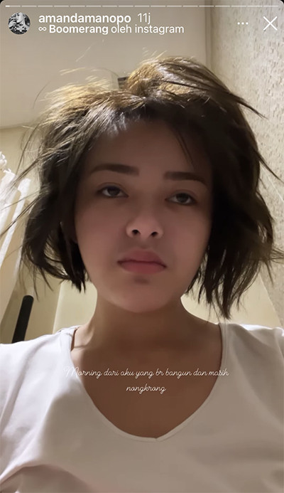 Antijaim, Amanda Manopo Pamer Muka Bangun Tidur dan Rambut Berantakan