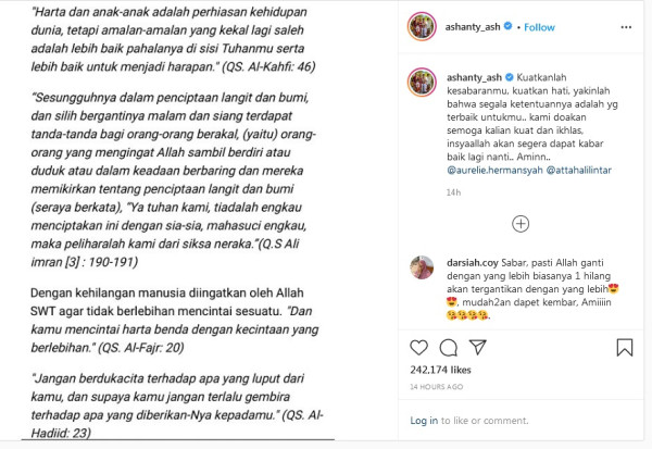 Aurel Hermansyah Keguguran, Ashanty Kirim Doa Menyentuh dari Dubai