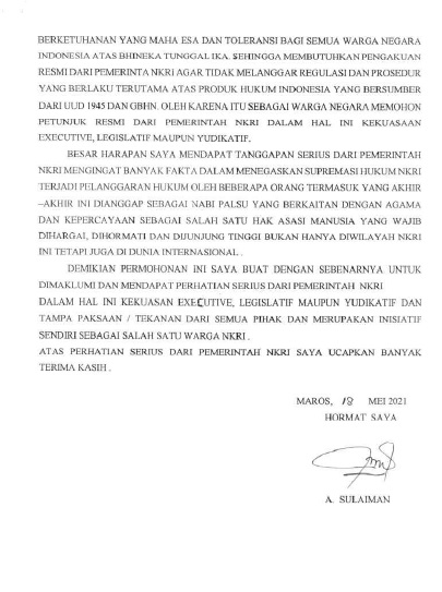 Gempar, Pria di Maros Minta Izin Presiden Jokowi Buat Aliran Kepercayaan Baru ‘Tilaco’