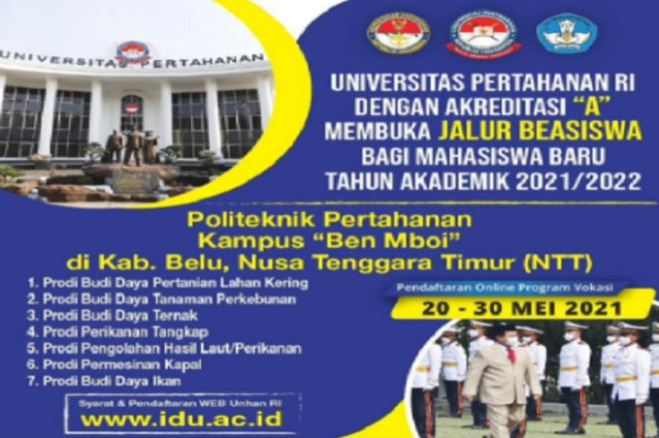 Mulai Agustus 2021, Unhan Buka Politeknik Pertahanan di NTT