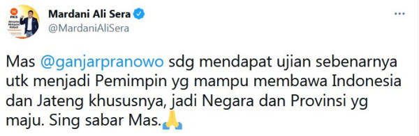 Sebut Ganjar Tengah Dapat Ujian, Politikus PKS: Sing Sabar Mas