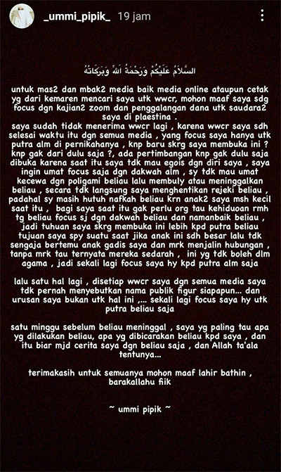 Bongkar Poligami Uje, Ummi Pipik Hanya Khawatir Putrinya Jalin Hubungan dengan Lelaki Sedarah