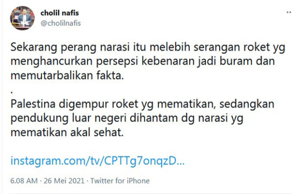 KH Cholil Nafis: Sekarang Perang Narasi Melebihi Serangan Roket