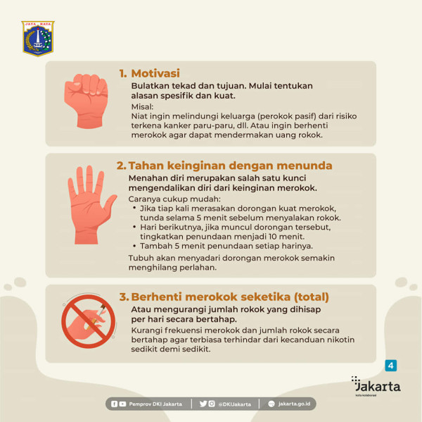 Pemprov DKI Bagikan 7 Tips Agar Bisa Berhenti Merokok dan Menahan Kecanduan Nikotin