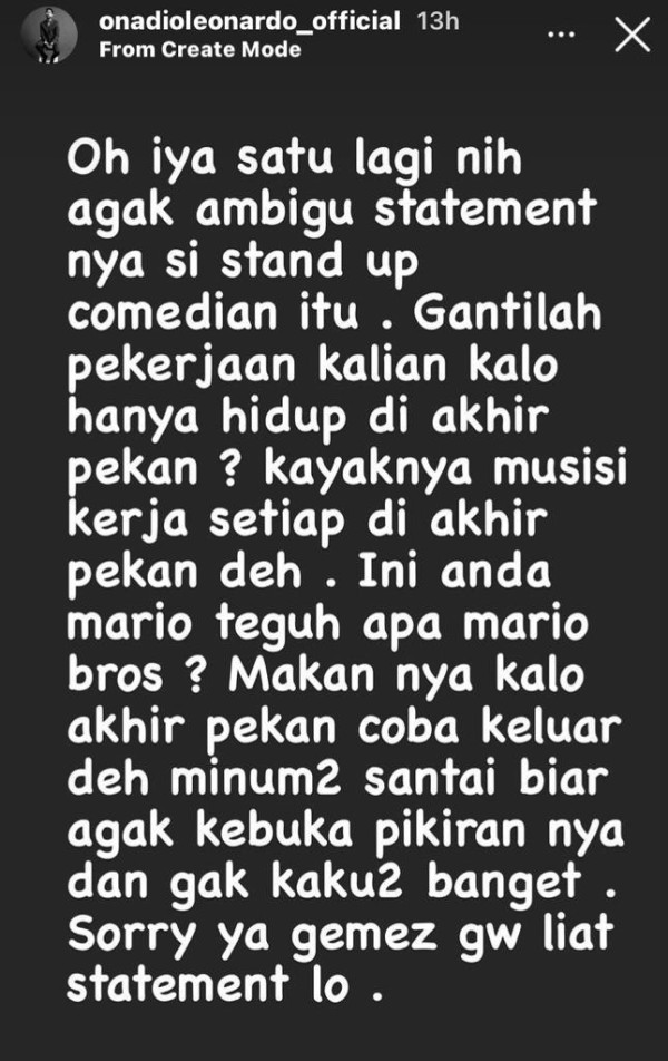 Onadio Leonardo Singgung Harga Teman, Sindir Pandji Pragiwaksono?