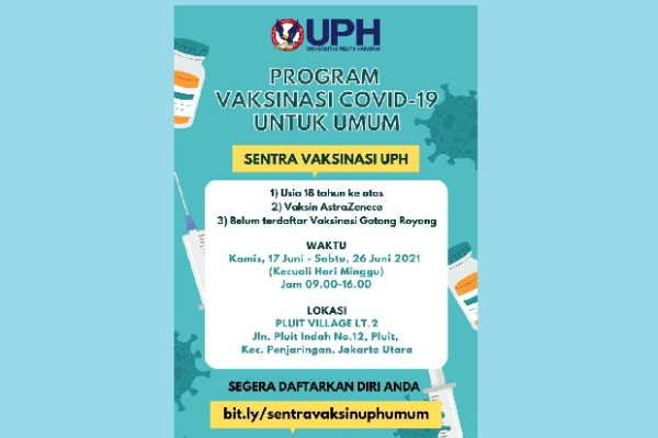 Dukung Program 'Herd Immunity' , UPH Gelar Sentra Vaksin bagi Publik dan Mahasiswa