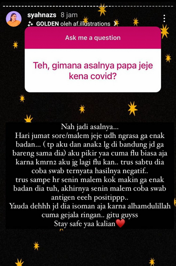Syahnaz Sadiqah Ungkap Kronologi Jeje Govinda Positif Covid-19