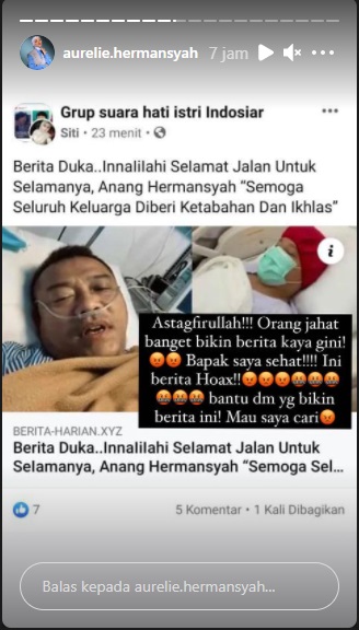 Anang Hermansyah Dikabarkan Meninggal, Aurel Ancam Cari Pelaku