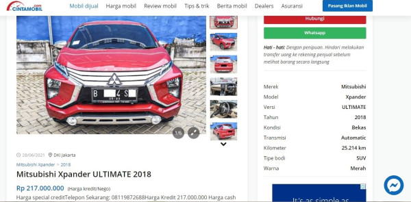 Stabilnya Harga Mobil Bekas Mitsubishi Xpander Ultimate Bikin Takjub