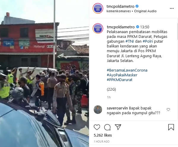 Dihalau Puluhan Aparat, Ratusan Pengendara Hendak ke Jakarta Diputar Balik di Lenteng Agung