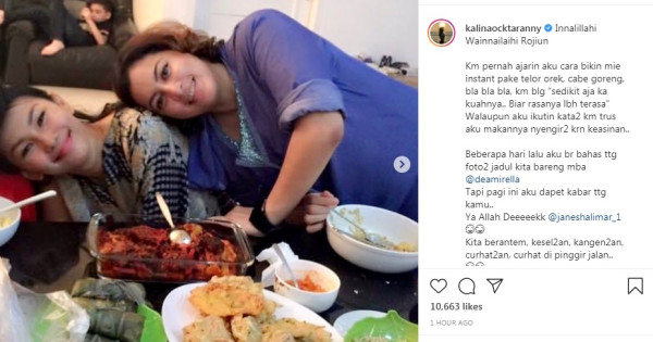 Berduka Jane Shalimar Meninggal Dunia, Kalina Ocktaranny Tak Menyangka Sahabatnya Dipanggil Secepat Itu