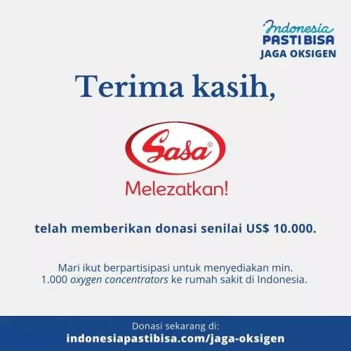 Dukung Pengadaan Oksigen, SASA Partisipasi dalam Penggalangan Dana oleh Indonesia PASTI BISA