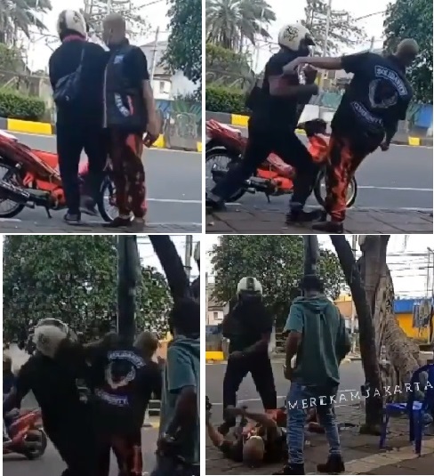 Baku Hantam Satu Lawan Satu di Trotoar Stasiun Keramat, Pria Bercelana Loreng Oren Tumbang Satu Pukulan