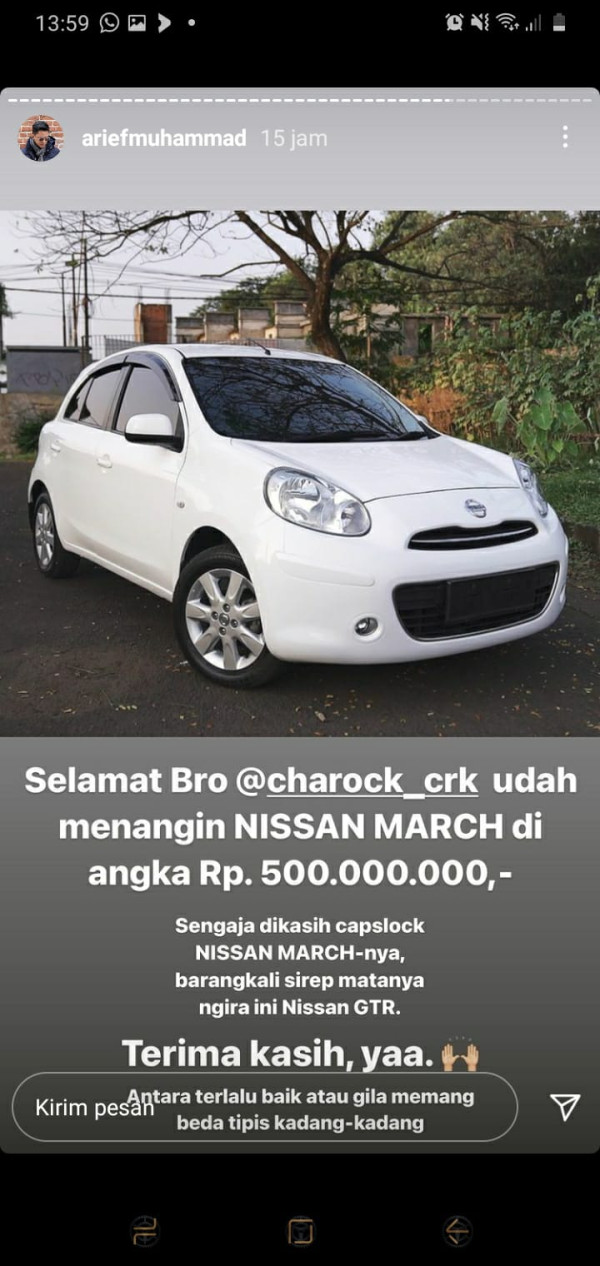 Ajaib, Dilelang YouTuber Nissan March Bekas Laku Setengah Miliar