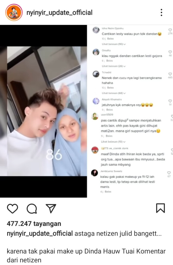 Dinda Hauw Disebut Mirip Nenek-nenek Usai Tampil Tanpa Riasan