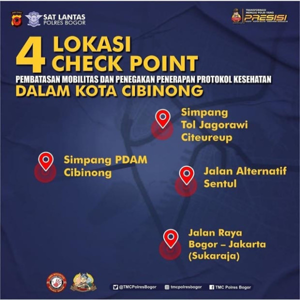 Polres Bogor Infokan 4 Titik Pemeriksaan di Cibinong, Netizen Tanya Ganjil Genap di Kota Bogor
